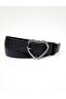 Women's Black Belt with Heart Buckle, Jean Belt, Jacket Belt, Trouser Belt - 2