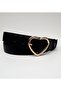 Black Women's Belt with Heart Buckle, Jean Belt with Gold Buckle, Jacket Belt, Trouser Belt - 4