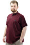 Mode XL Large Size Men's T-Shirt with Buttoned Stand Collar T-Shirt U24339 Plum - 2