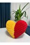 Puffy Heart-Knitted Yellow Red Heart Large Size (42X42Cm)