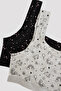 Girl's Unicorn Patterned 2-Piece Sports Top - 4