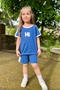 Children's Unisex 100% Cotton Hi Printed Summer Set-Blue - 2