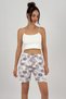 Women's 100% Cotton Single Jersey Patterned Soft Basic Mini Shorts Lilac With Branches - 3