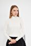 Collared Pullover with Snap Fasteners 1050 Ecru - 2
