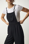 Women's Black Ring Detailed Gardener Overalls Black Ldd0096 - 4