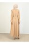 Aerobin Sleeves Flywheel Detailed Hijab Dress - Dark Beige - Refka - 5