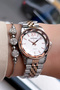 Women's Wristwatch 3 Atm Waterproof with Two Colors Steel Cord + Bracelet Gift Elg735