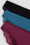 Dark Tone 3-Piece Brazilian Panties with Back Lace Detail - 5