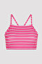 Pink Bloom Striped Halter Bikini Top - 6