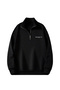 Brooklyn Summer Half Zipper Sweatshirt - Black Printed Oversize Stand Collar