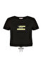 Black Bu4u Slogan Short Sleeve T-Shirt Pajama Top - 5