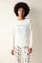 Hug Friend Thermal White T-Shirt Pajama Top