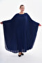 Navy Blue Medina Silk Soley Standard Butterfly Model Ferace Dress, Sizes 36 to 60. - 3