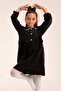 Elegant velvet button-down dress for girls - black - 2