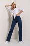 Pamelia 90's Dark Blue Lycra Super High Waist Loose Jeans Palazzo Trousers - 2