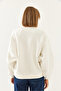 Women's White Three Thread Ribbed Oversize Sweatshirt 60061002 - 3