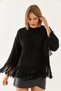 Women's Black Tasseled Knitwear Sweater 20234265 - 6