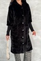 Women's Black Snap Buttoned Ankles Knitwear Detailed Hooded Premium Long Fur - 2