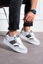 901 White Laced Cream Detail White Sole Comfortable Men's Sports Shoes