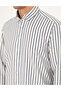 Navy Blue Regular Fit Striped Long Sleeve Shirt 50295253-Vr033 - 7
