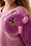 Pink Girls' Teddy Bear Patterned Jumpsuit