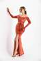 Dipmoda Women Velvet Off Shoulder Slit Evening Dress Dps9298