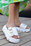 Women's High Sole Buckle Slippers Ciya White
