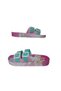 Girl's Pink-Turquoise Princess Figured Double Buckle Non-Slip Sole Daily Slippers Gzrr101-99