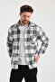 Men's Slim Fit Single Pocket Checked Genuine Lumberjack Shirt Gray - 6