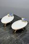 مجموعة من قطعتين من الصحن البيضاوي الأزرق الفراشة وطبق القارب ذو القدم الذهبية - 3