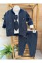 Navy Blue Striped Triple Emblem Set - 2