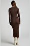 Brown Buttoned V-Neck Long Knitwear Dress Mg1703 - 4