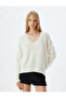 V-Neck Basic Long Knit Sweater - 3