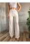 Women's wide leg pleated fabric trousers - 2