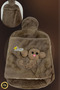 Brown- Plush Covered Hot Water Bag with Dog Emoji 2 Liters - 3