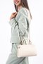 Leather Women's Hand and Shoulder Bag, Medium Size Genuine Leather Cream Color Women's Bag with Adjustable Strap
