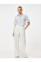 Short Sleeve Linen Crop Shirt with Flap Pocket Detail - 2