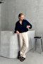 Linen Men's Trousers - Baggy Fit, Elastic Waist - 3