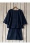 Indigo Blue Short Stamp Blouse-Skirt Set (Bluz-Skirt)