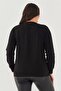 Patterned Viscose Black White Plus Size Women's Blouse - 4