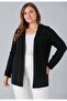 Women's Large Size Skirt Stone Detail Shiny Stripe Front Open Short Viscose Stretchy Cardigan - 4