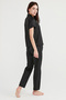 Black Minimal Dark Satin Pajama Set - 3