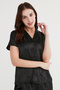 Black Minimal Dark Satin Pajama Set - 2