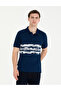 Navy Blue Slim Fit 100% Cotton Buttoned Polo Collar T-Shirt 50263931-Vr033 - 3