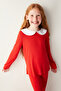 Girl's Wide Collar Thermal Pajama Set - 5