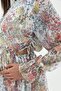 Floral Print Waist Cutout Dress - White - 8