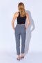 Gray Melange Poly Viscose Soft Textured Lycra High Waist Pencil Stretch Tight Leg Women's Trousers 69246 - 6