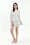 Gathered Polka Dot Chiffon Dress - Ecru - 3