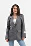 Anthracite Striped Polyviscose Jacket - Three Pocket Flap - 3