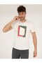 Ecru Slim Fit Printed Crew Neck T-Shirt 50263922-VR019